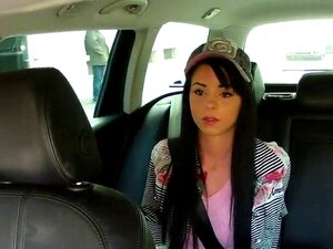 Flashing facialized teen amateur in fake taxi