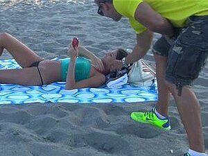 Hot chic Brunna Bulovar picked up by a black dude on a beach