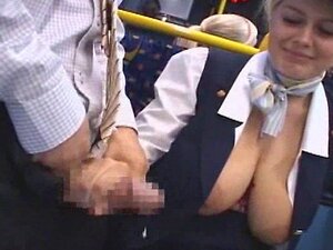 Busty Stewardess Public Handjob In The Bus - Snake Porn